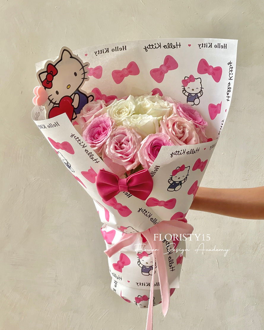 Bow Kitty (Rose Bouquet)